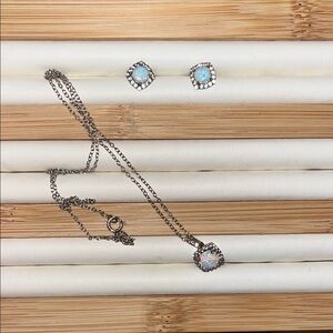 Elegant Silver and Opal Jewelry Set